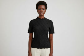 Black Textured Knit Top Black Uk8