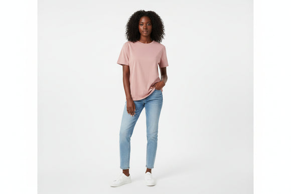 Pale Pink Short Sleeve Crew Neck T Shirt