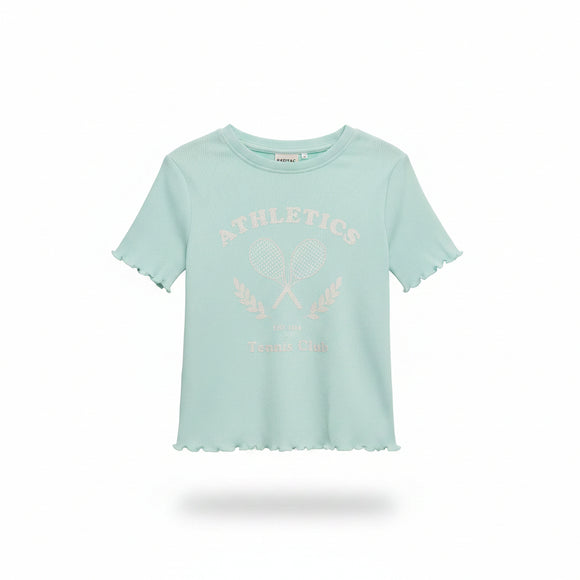Green Placement Print Rib H S T Shirt Green