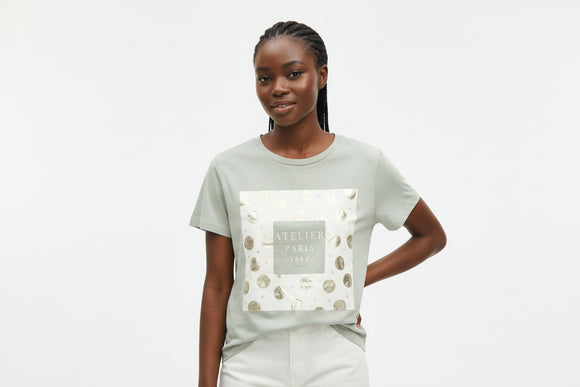 Sage  Atelier Foil T Shirt Pale Green