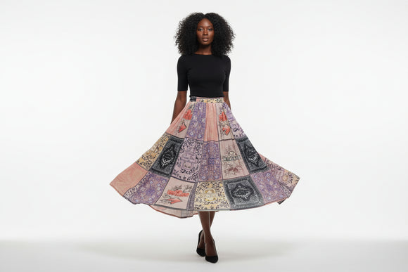 Assorted Printed Gathered Skirt Purple