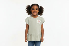 Pale green Solid Seersucker With Frills Blouse