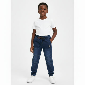 Dark Wash Paneled Pull On Jogger Darkwash