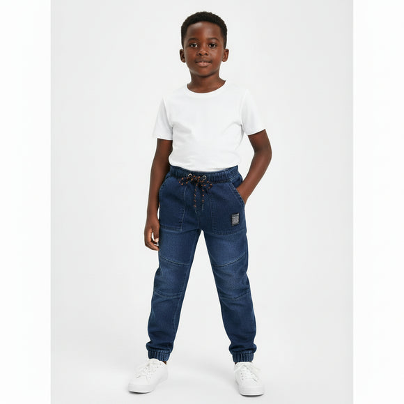 Dark Wash Paneled Pull On Jogger Darkwash