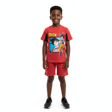 Rust Dragon Ball Z Oversized T Shirt And Shorts Set Brown