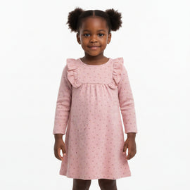 Pink Flower Aop Dress With Button Front Pale Pink