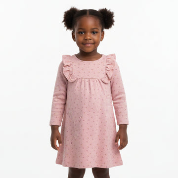 Pink Flower Aop Dress With Button Front Pale Pink