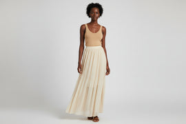 Plisse Maxi Skirt Cream
