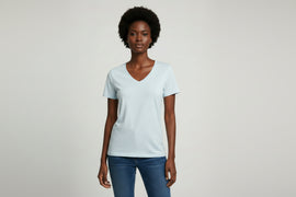Pale Blue Short Sleeve Crew Neck T Shirt