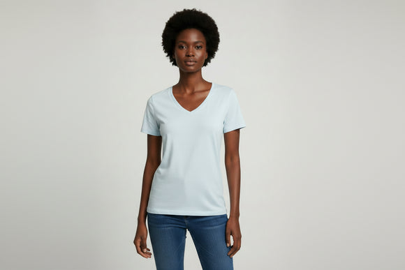 Pale Blue Short Sleeve Crew Neck T Shirt
