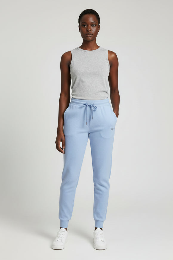 Blue Ribbed Hem Jog Pant
