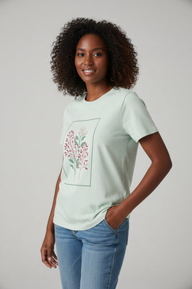 Mint Floral Printed T Shirt