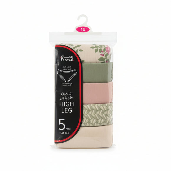 Basic 5 Pack 365 Hi Leg Brief  Assorted Uk8