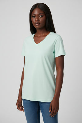 Mint Short Sleeve V Neck T Shirt