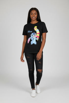 Black Stitch Printed T Shirt