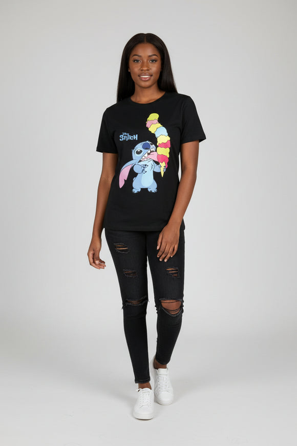 Black Stitch Printed T Shirt