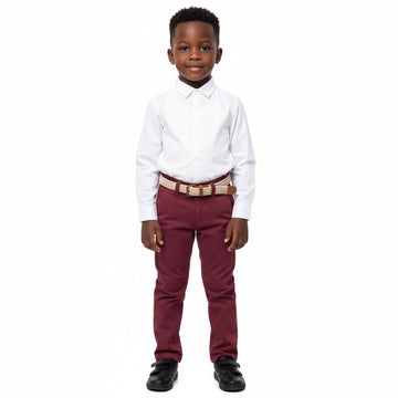 Burgundy Belted Dobby Trouser Burgundy REDTAG