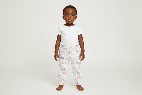 White All Over Print Butterfly Joggets