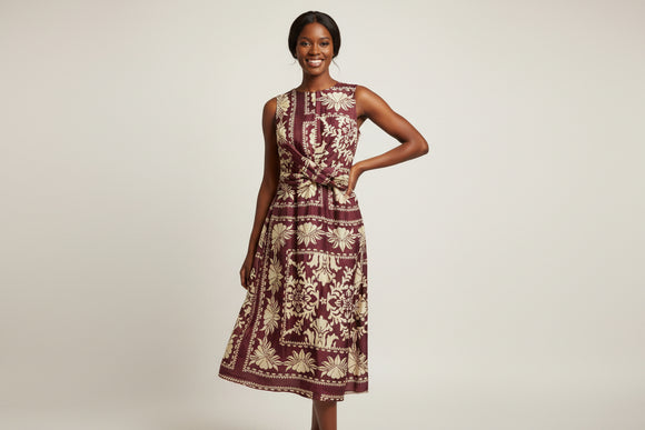 Printed Scarf Printed Sleeveless Dress Assorted