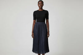 Plisse Textured Skirt Navy Blue