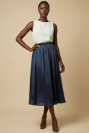 Plisse Textured Skirt Navy Blue-2