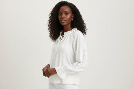 Schiffili Frill Detailed Top Ivory