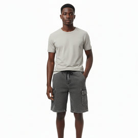 Black Cargo Knit Denim Shorts REDTAG