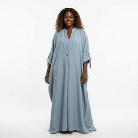 Blue Front Panel Detail Kaftan Dress