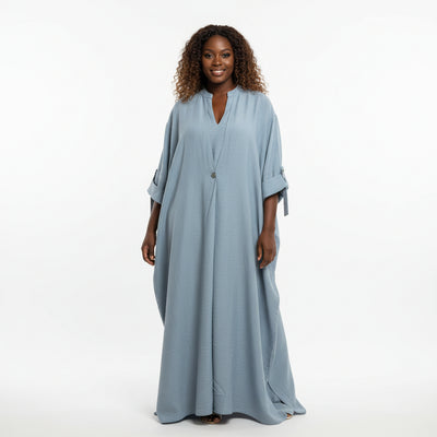 Blue Front Panel Detail Kaftan Dress