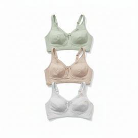 Green Grey Nude 3 Pack Non Padded Bras
