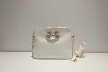 White Embellished Cross Body Bag