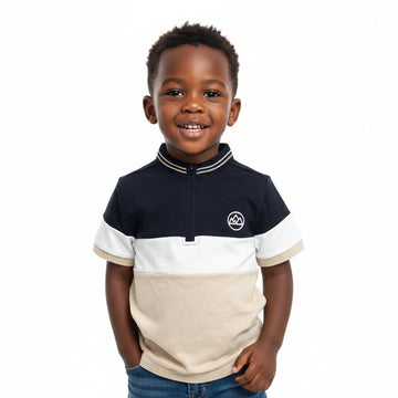 Beige White Black Cut   Sew Polo Beige