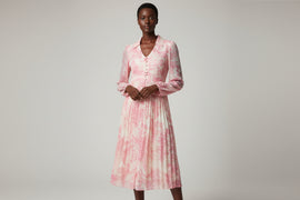 Assorted Printed Long Pleated Dress Assorted