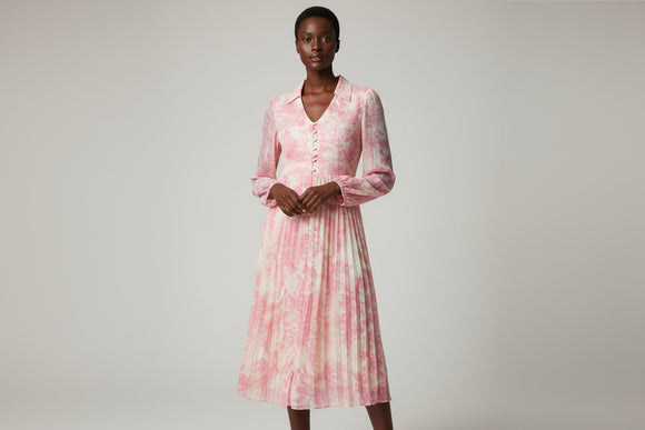 Assorted Printed Long Pleated Dress Assorted