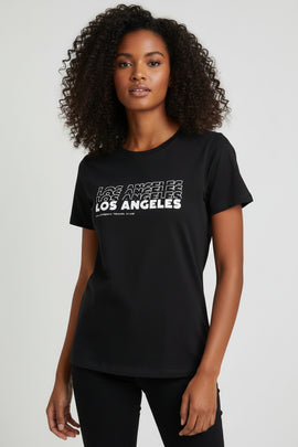 Black Los Angeles Printed T Shirt Black Uk8