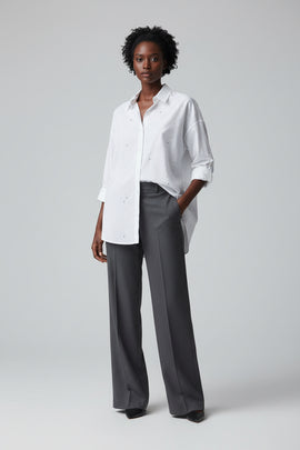 Rhinestone Oversize Shirt Ivory