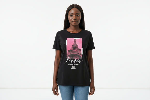 Black Paris Foil T Shirt