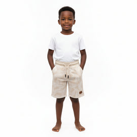 Beige Leaves All Over Jacquard Shorts Beige REDTAG