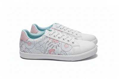 White Lace Up With Floral Print White