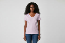 Lilac Short Sleeve V Neck T Shirt