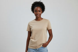Sand Brown Short Sleeve Crew Neck T Shirt