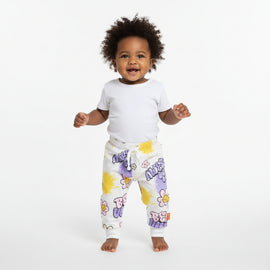 Blue All Over Flower Print Active Pant Blue