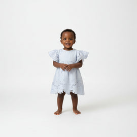 Light Blue Solid Blouse With Schiffly