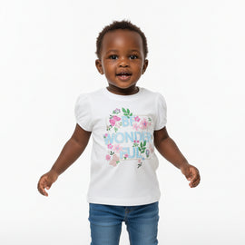 White Be Wonderful Embroidered Tee