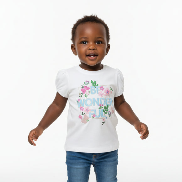 White Be Wonderful Embroidered Tee