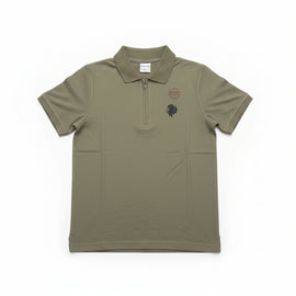 Olive Regular Collar Zipneck Polo Green