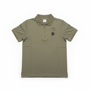 Olive Regular Collar Zipneck Polo Green