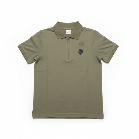 Olive Regular Collar Zipneck Polo Green