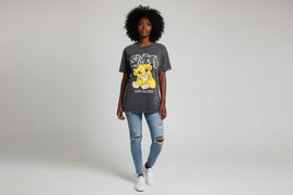Acid Wash Simba Printed T Shirt Charcoal