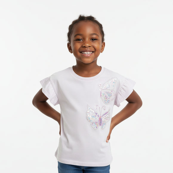 Butterfly Chest Embellished Tee Lilac
